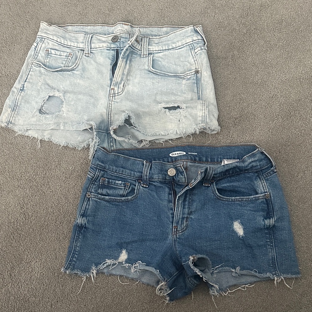 Denim Distressed Women Shorts - Light Blue and Dark Blue